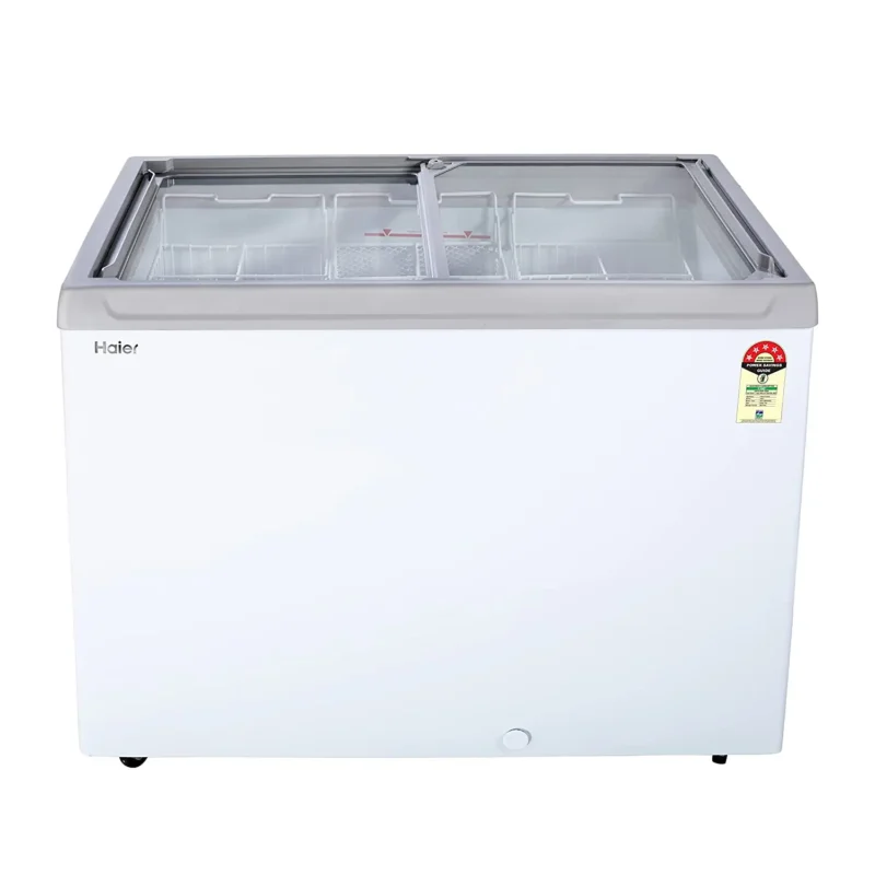 Haier HFC-300GM5 Double Door Glass Top Deep Freezer with 5 Star
